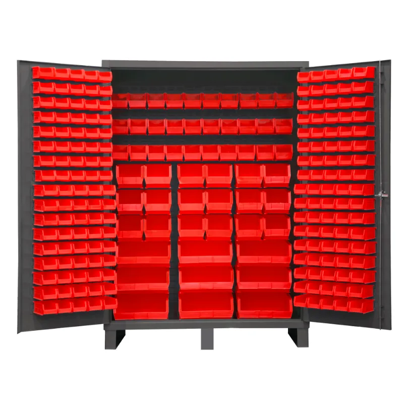 Durham SSC-227-1795 Cabinet, 14 Gauge, 227 Red Bins, 60 X 24 X 84