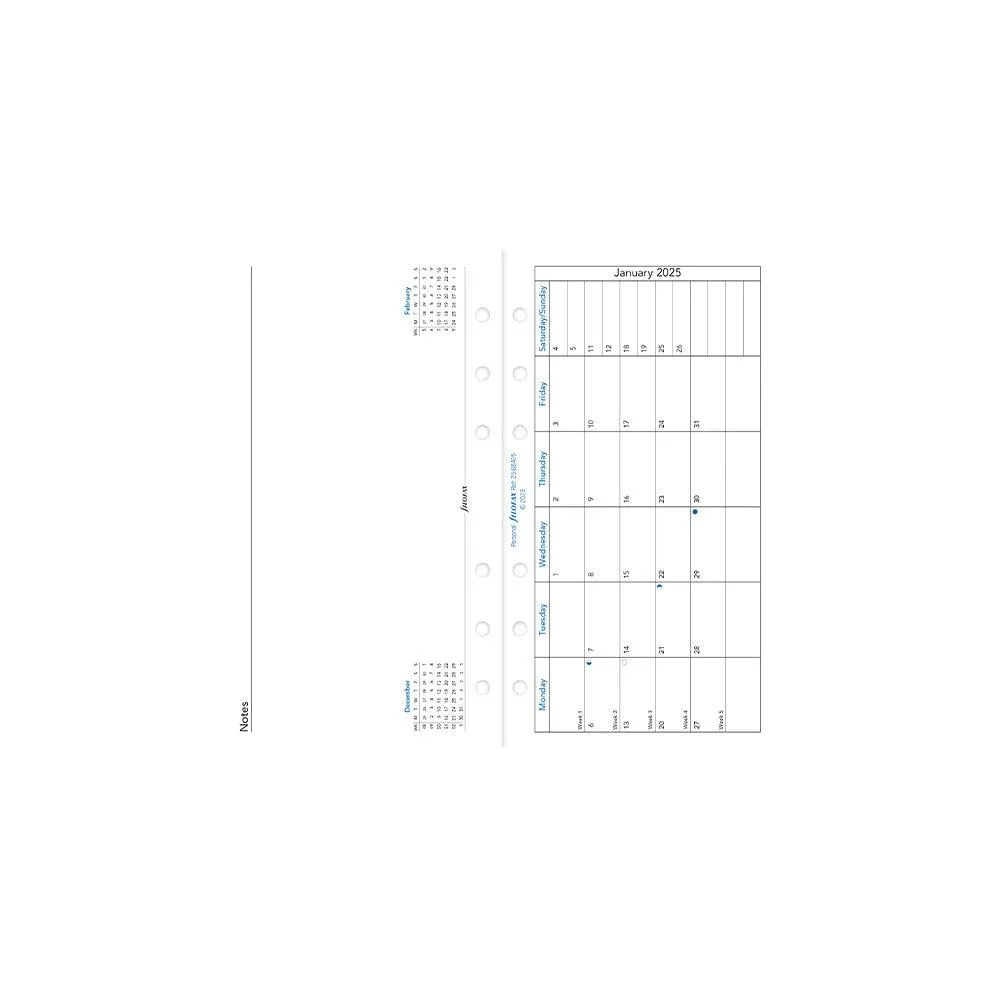 Filofax Personal Month on 1 Page, 2025