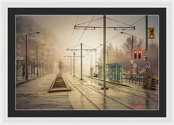 Fog Deserted Street - Framed Print
