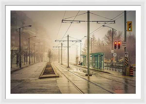 Fog Deserted Street - Framed Print