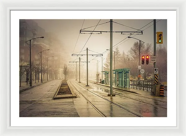 Fog Deserted Street - Framed Print