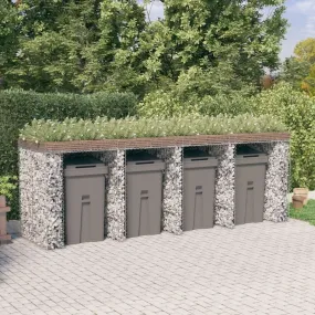 Gabion Wall for Garbage Wheelie Bin Storage 350x91x120 cm Galvanised Iron