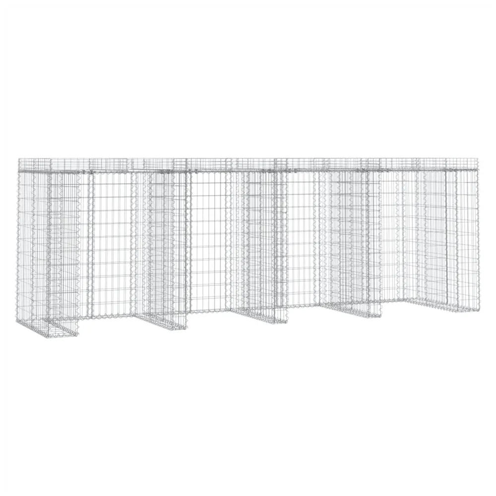 Gabion Wall for Garbage Wheelie Bin Storage 350x91x120 cm Galvanised Iron