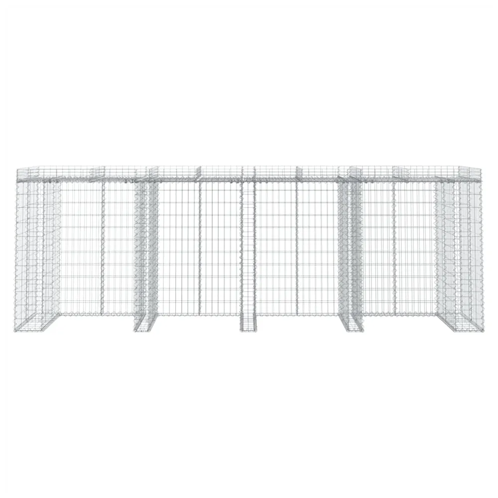 Gabion Wall for Garbage Wheelie Bin Storage 350x91x120 cm Galvanised Iron