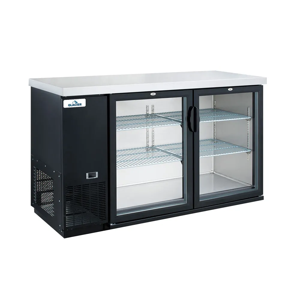 Glacier 61" Back Bar Refrigerator with 2 Glass Swing Doors