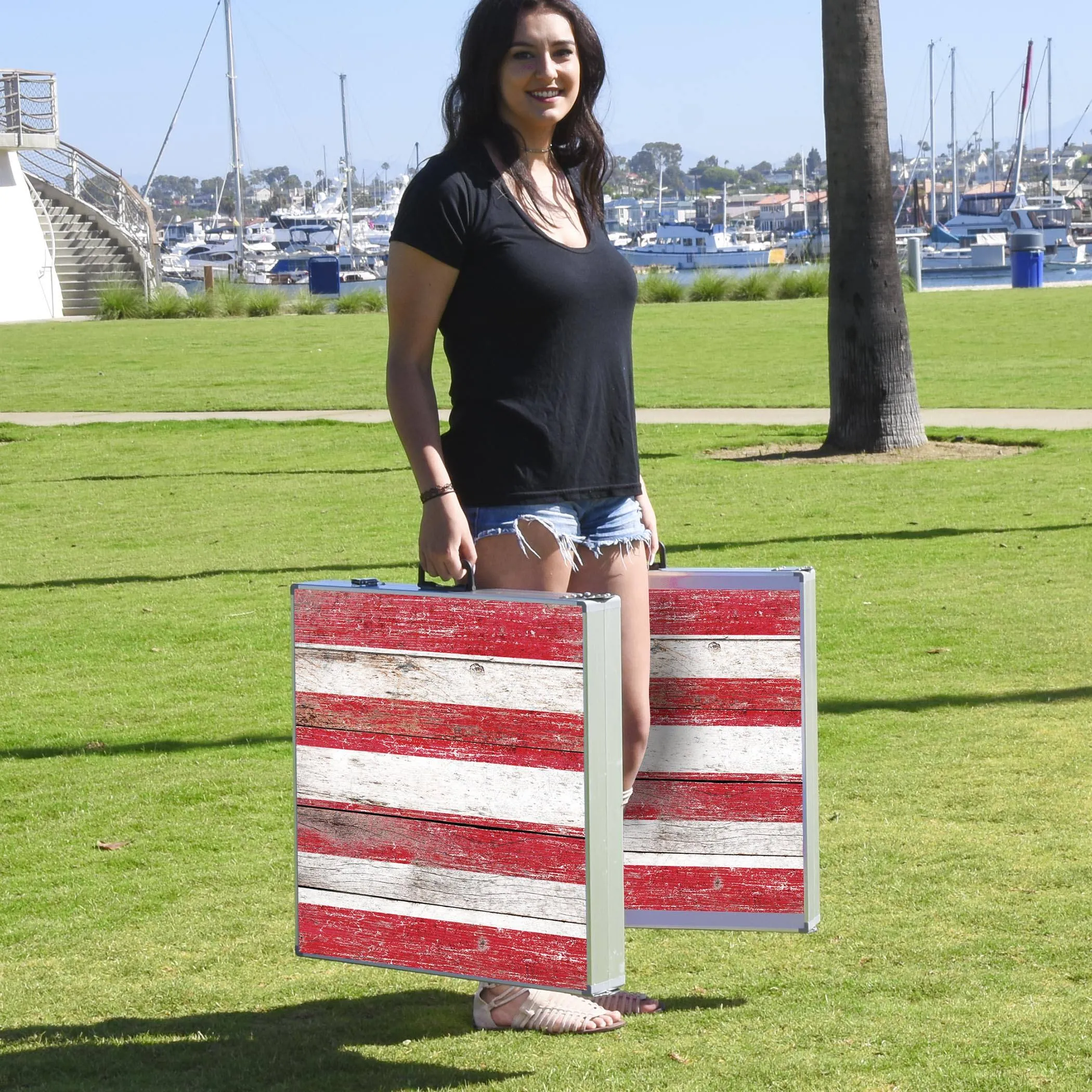 GoSports 4 ft x 2 ft LED Cornhole Set - American Flag