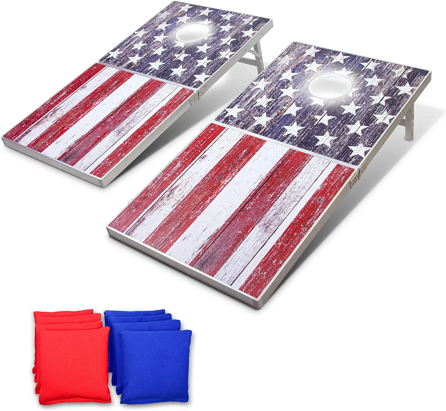 GoSports 4 ft x 2 ft LED Cornhole Set - American Flag