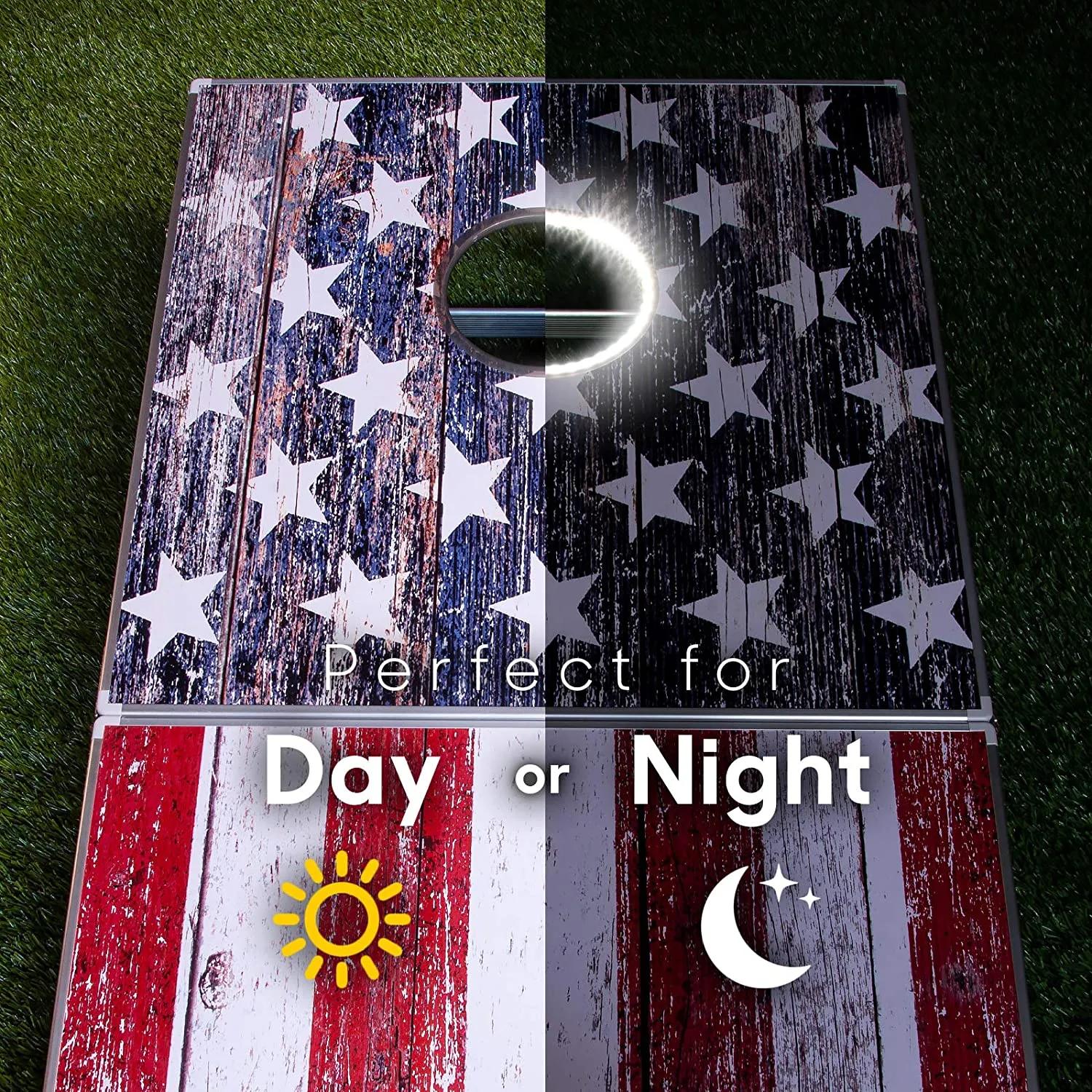 GoSports 4 ft x 2 ft LED Cornhole Set - American Flag