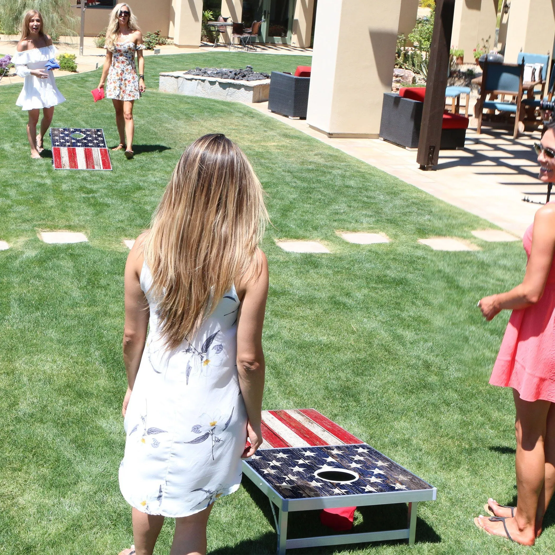 GoSports 4 ft x 2 ft LED Cornhole Set - American Flag