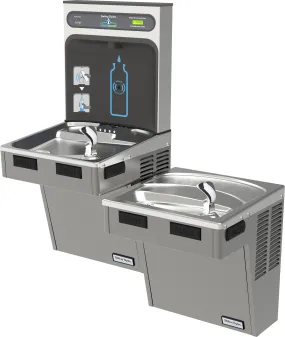 Halsey Taylor HTHB-HACG8BLPV-WF | Wall-mounted Bi-Level Bottle Filling Station | Filtered, High-efficiency chiller, HAC-style fountains, Platinum Vinyl color finish