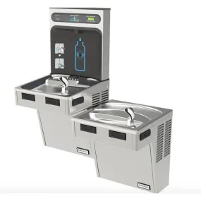 Halsey Taylor HTHB-HACG8BLSS-WF | Wall-mounted Bi-Level Bottle Filling Station | Filtered, High-efficiency chiller, HAC-style fountains, Stainless Steel color finish