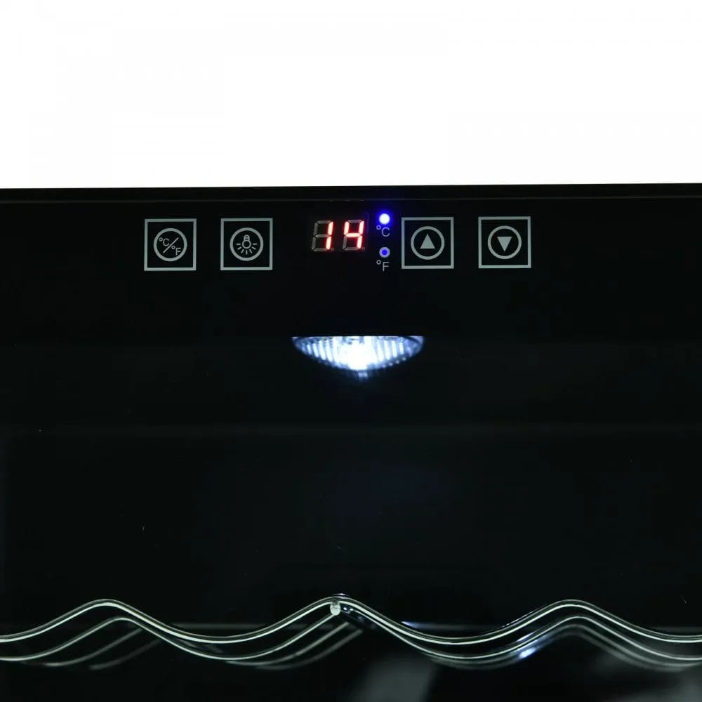 Homcom 16-Bottle Tempered Glass Mini Bar Cooler w/ LED Light Black