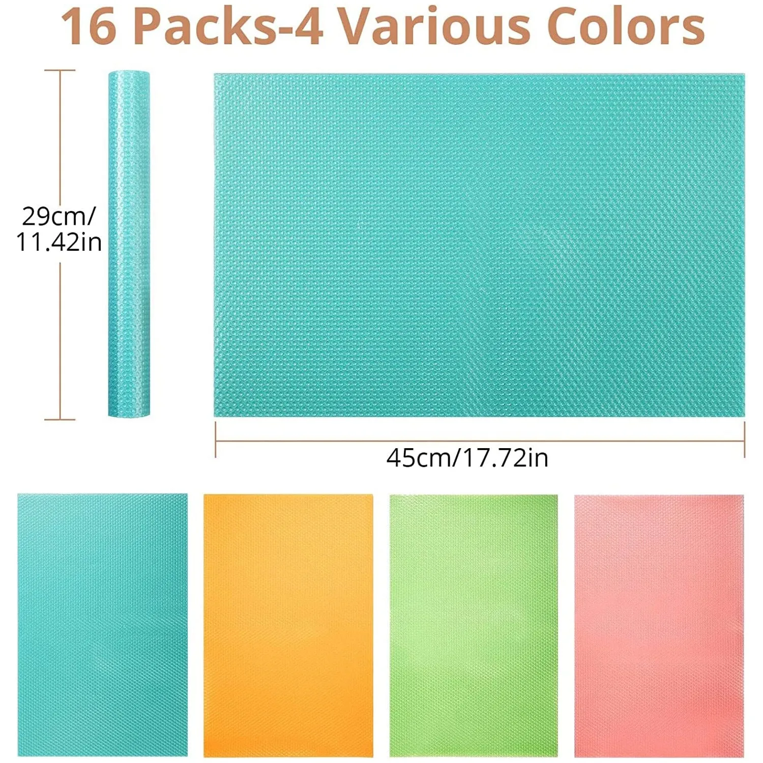 HOMGEN Popular 16Pcs Refrigerator Mats (4 Colours,45x29cm)