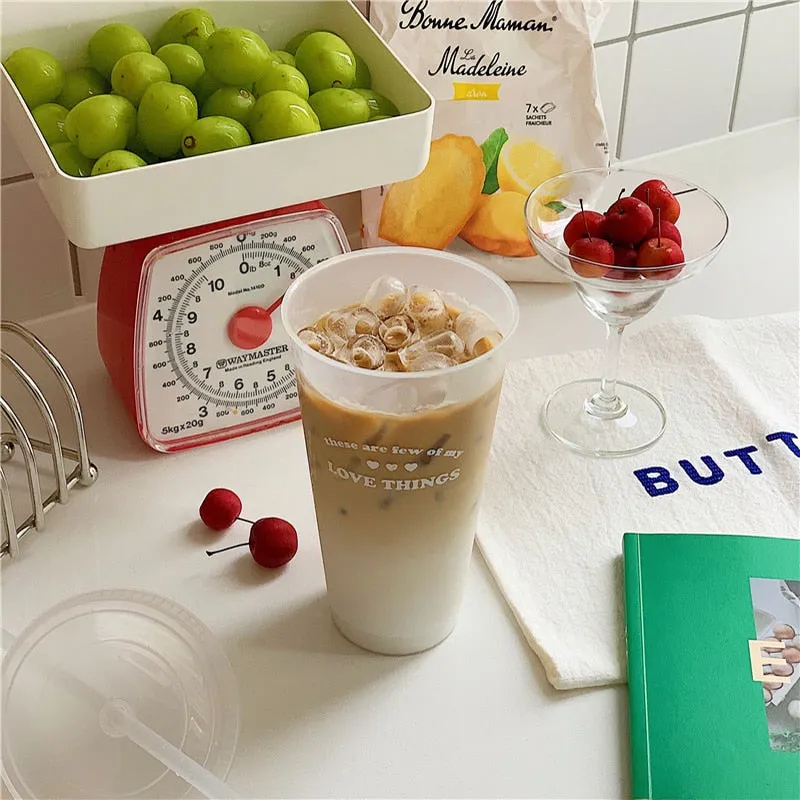 Kawaii Cute With Lid Straw Water Bottle