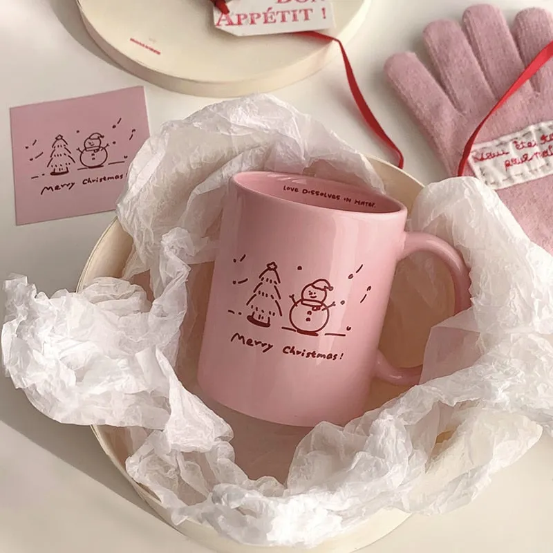 Kawaii Pink Christmas Coffee Mug