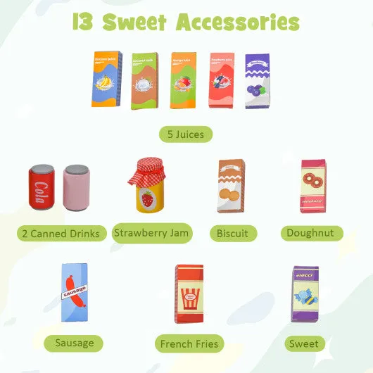 Kids Wooden Supermarket Play Toy Set With Checkout Counter-Green