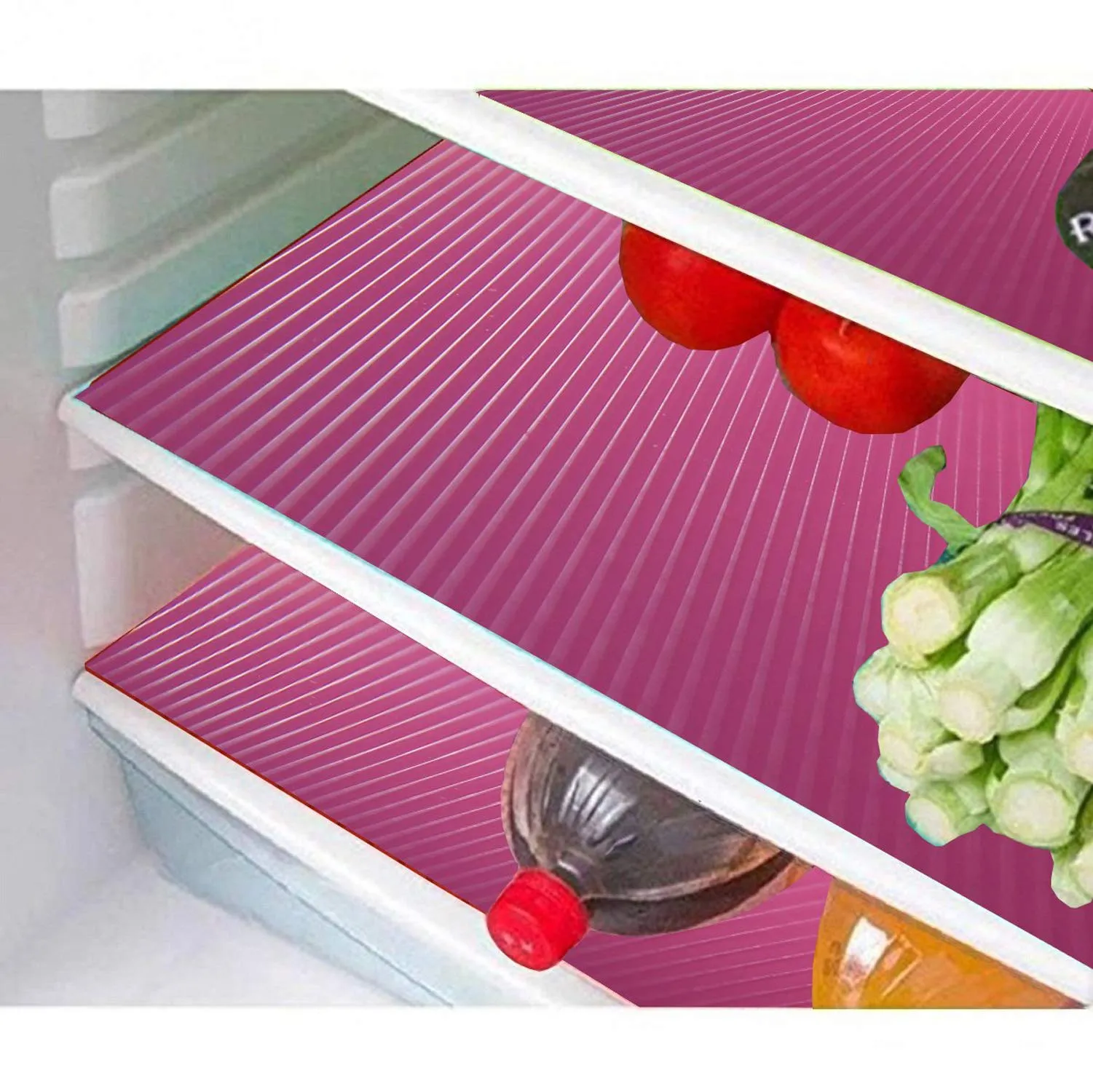 Kuber Industries PVC 6 Piece Refrigerator Drawer Mat Set - Pink (VARSSKI00344)