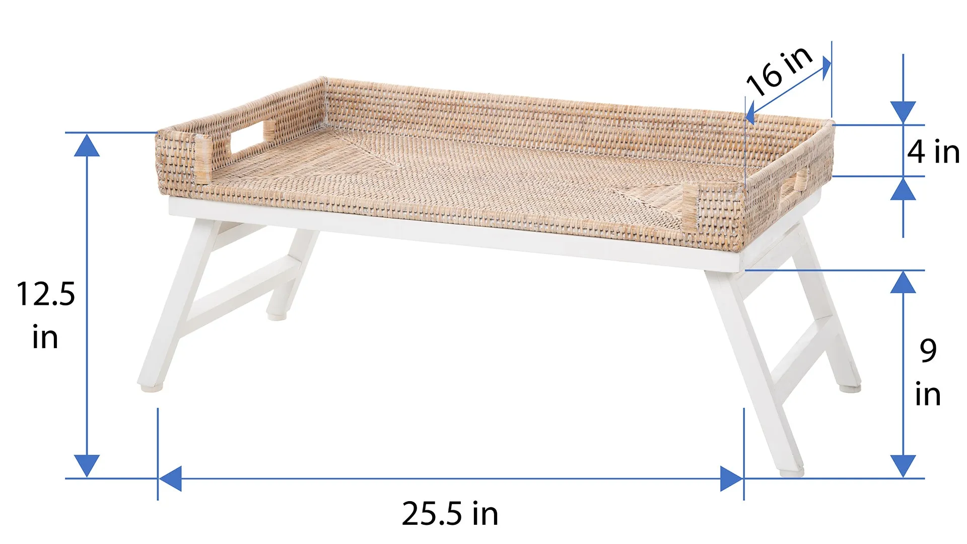 La Jolla Rattan Breakfast Tray with Folding Legs