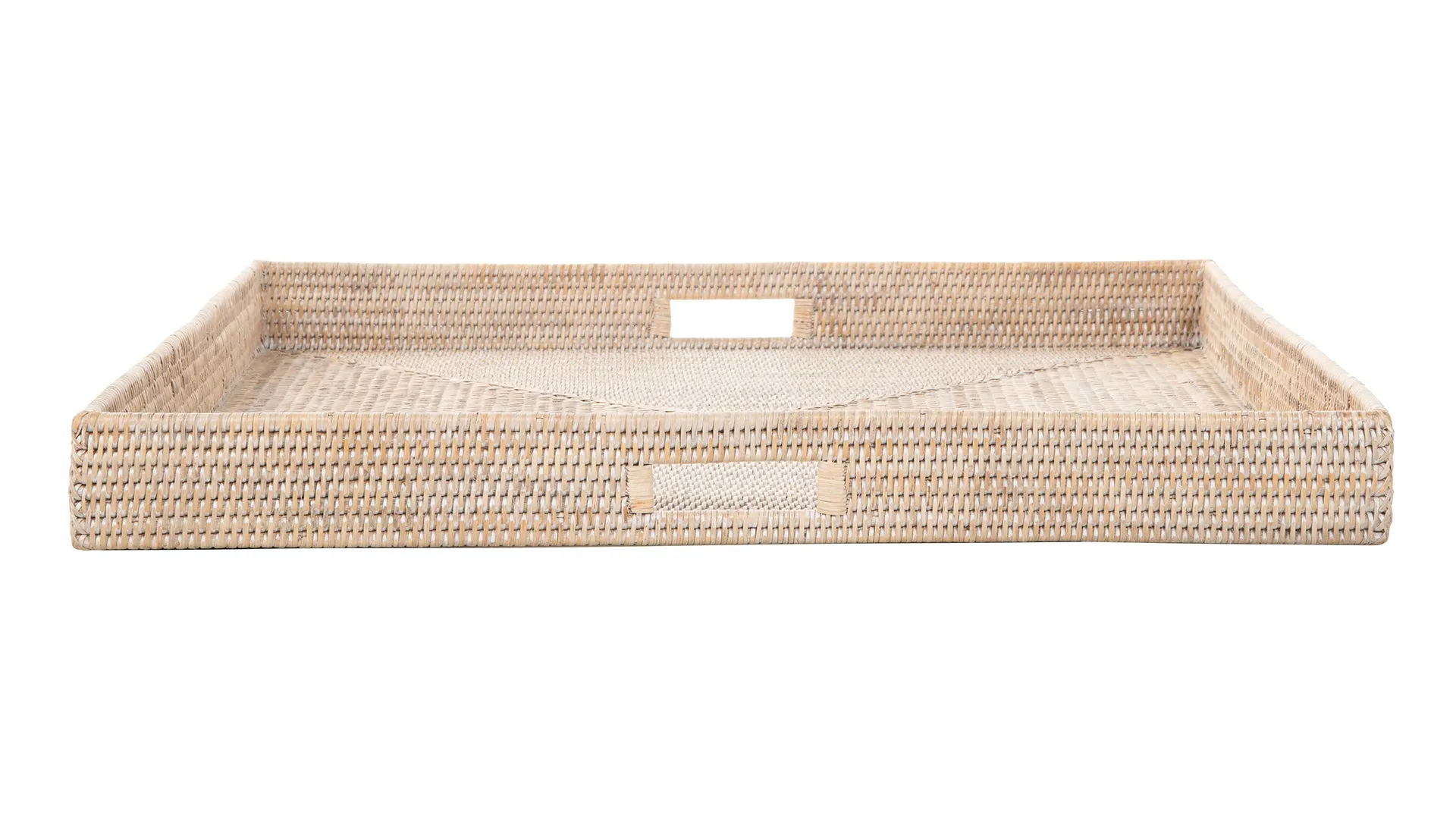 La Jolla Square Rattan Jumbo Sized Centerpiece and Ottoman Tray
