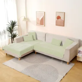Luxury Plush Sofa Mat for 3 Seater and 2 Seater Sofa (L Shape), Green