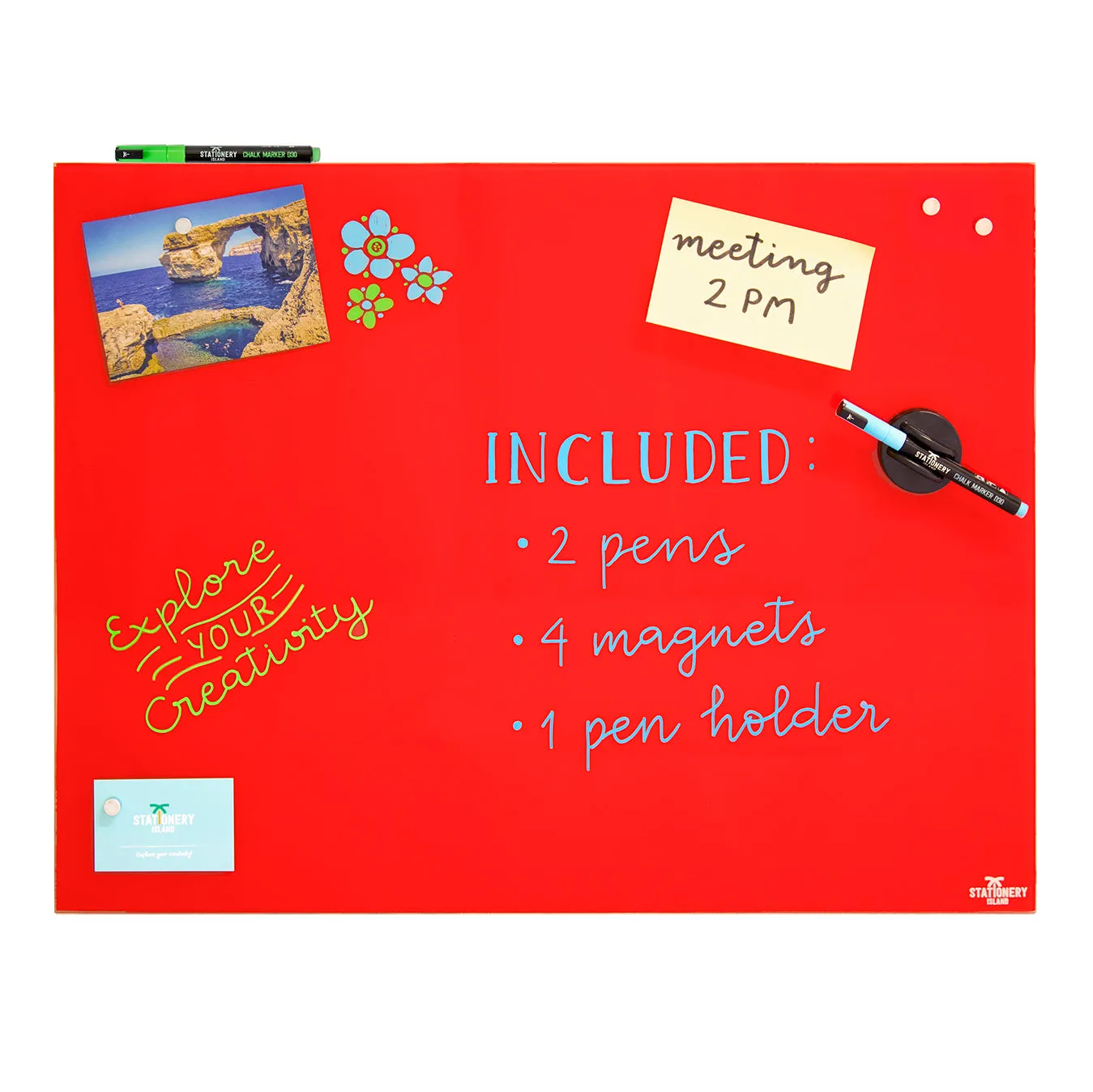 Magnetic Glass Board - 60 x 45cm - Red