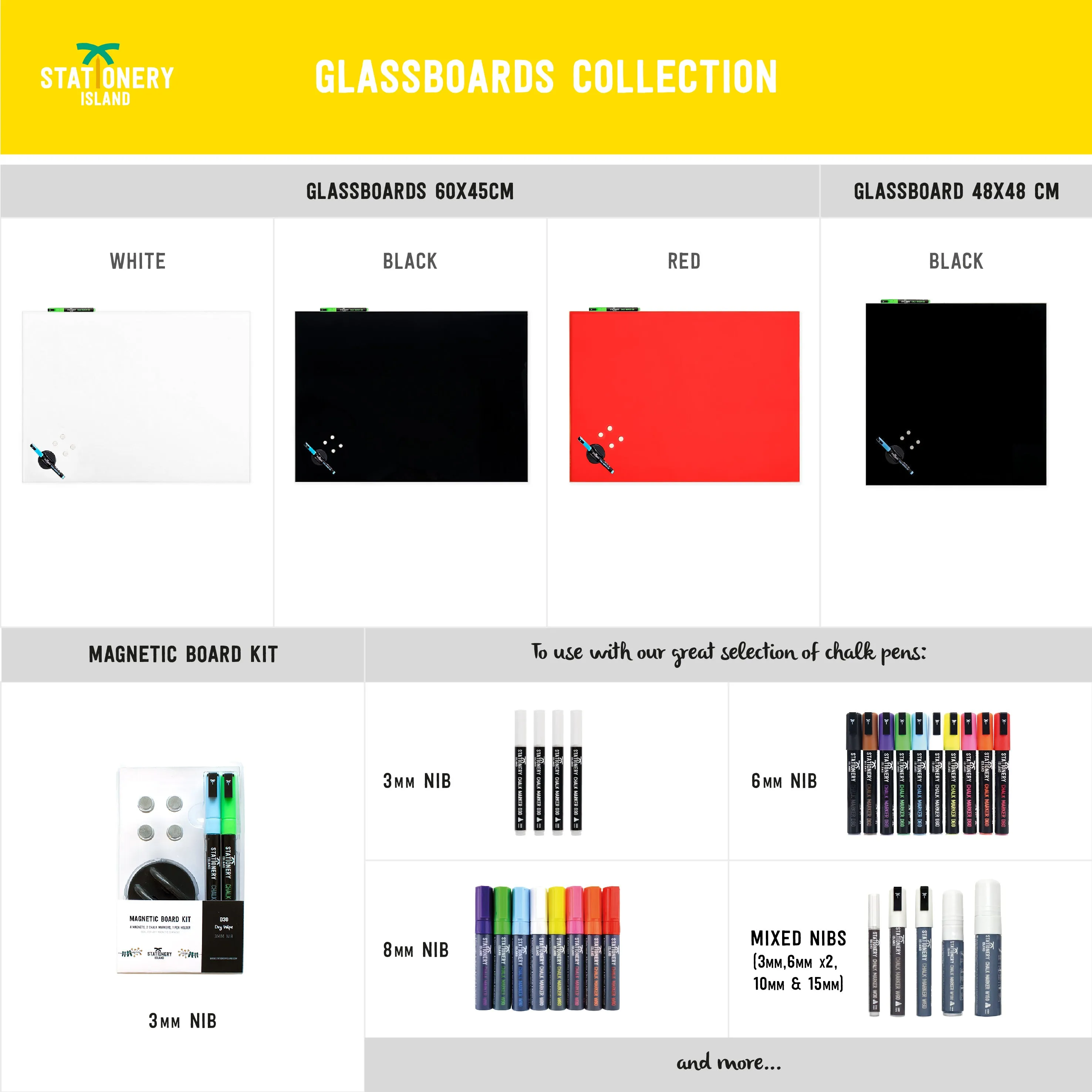 Magnetic Glass Board - 60 x 45cm - Red