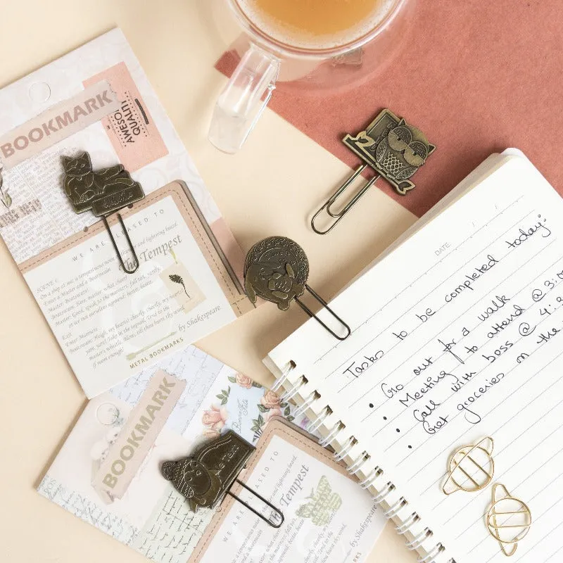 Metallic Paper Clip Bookmark - Animals