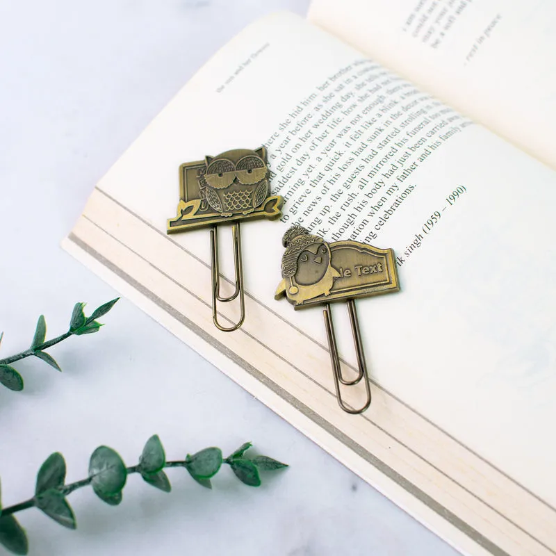 Metallic Paper Clip Bookmark - Animals