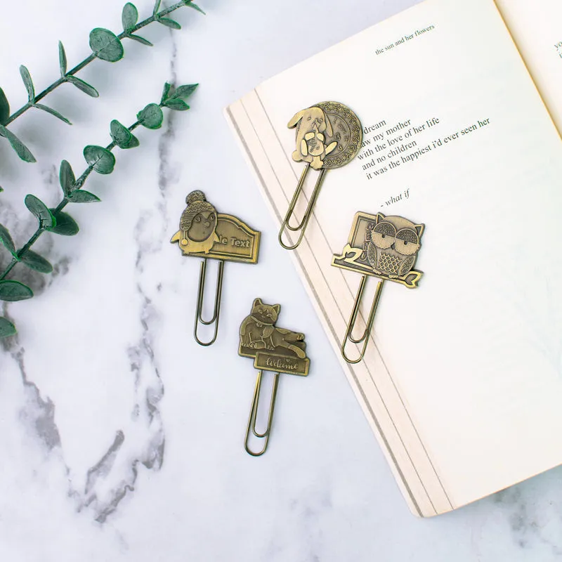 Metallic Paper Clip Bookmark - Animals
