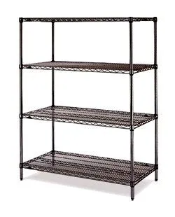 Metro 4ES184863NBL 18" x 48" x 63" Black Wire Shelving Unit with 4 Super Erecta&reg; Wire Shelves