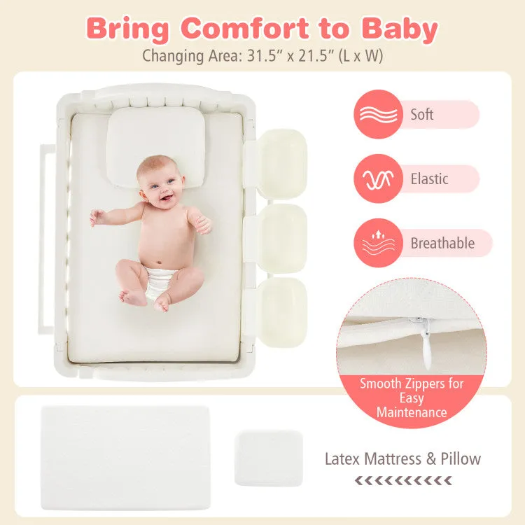 Mobile Diaper Changing Station with Storage Shelves and Bins