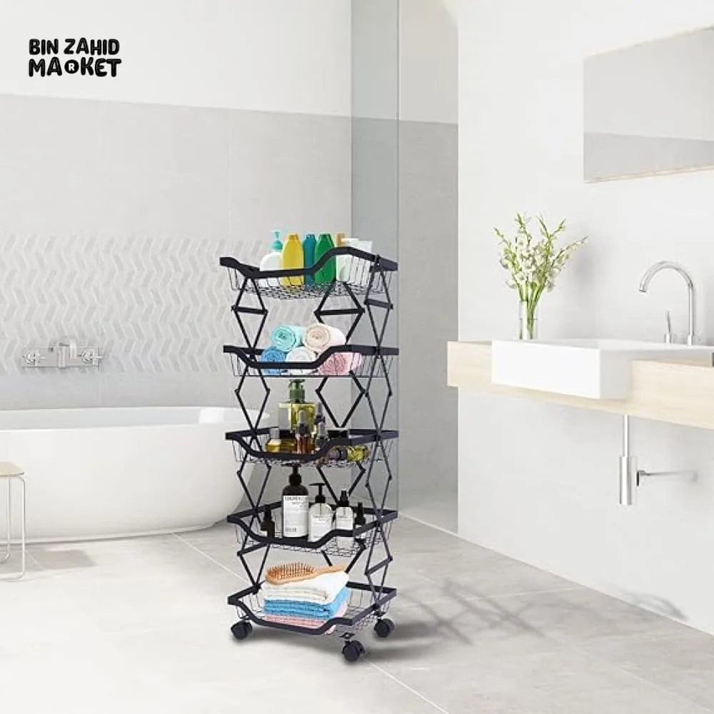 MULT-TIERS STACKABLE STORAGE CART WITH WHEELS