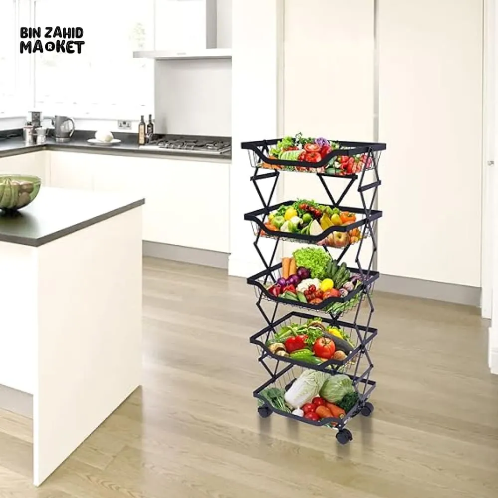 MULT-TIERS STACKABLE STORAGE CART WITH WHEELS
