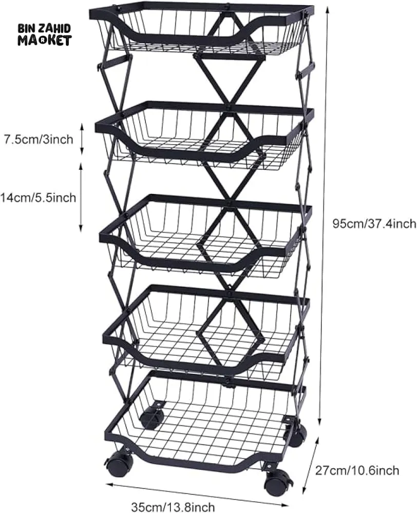 MULT-TIERS STACKABLE STORAGE CART WITH WHEELS