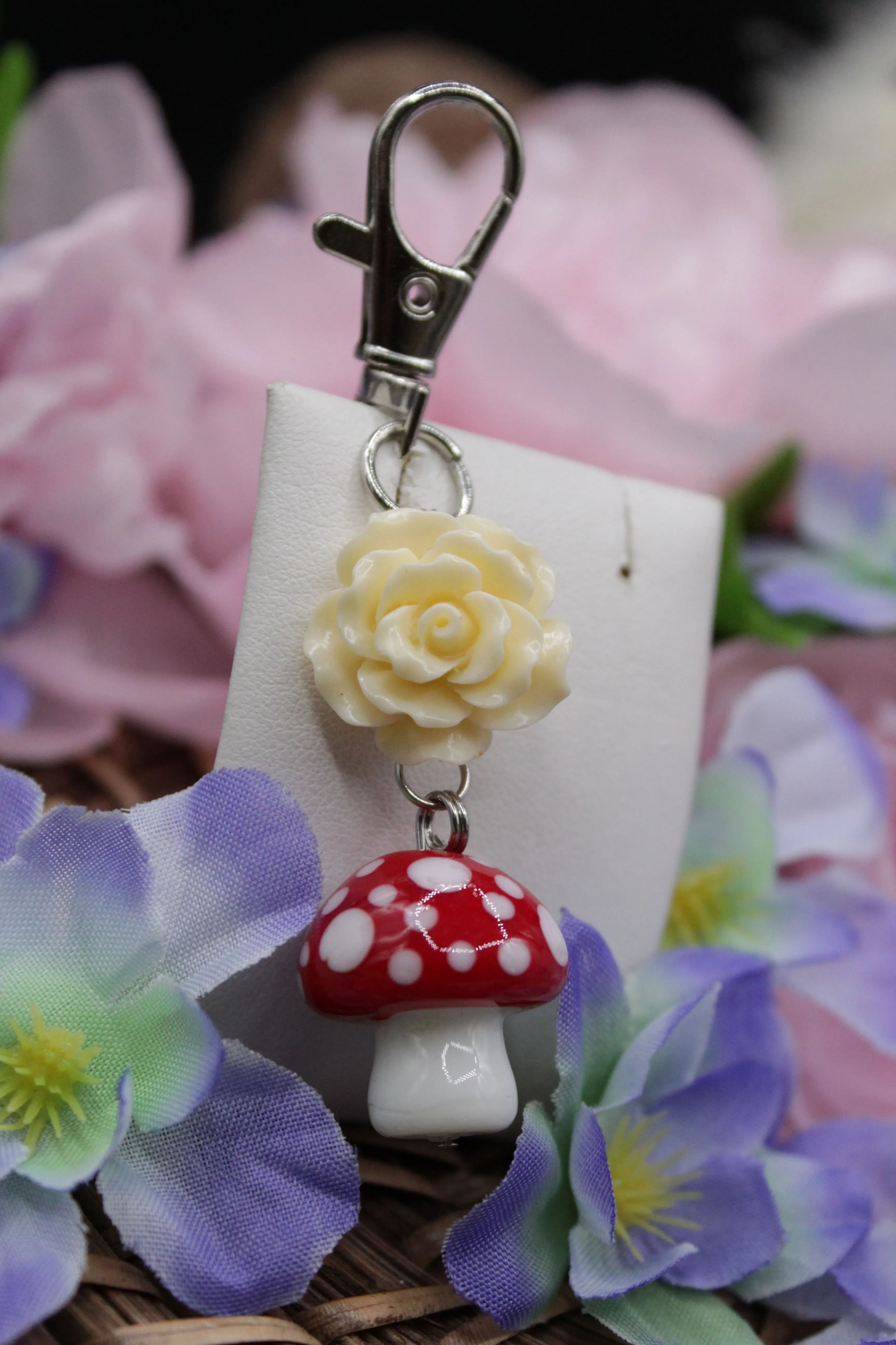 Mushroom/flower keychain