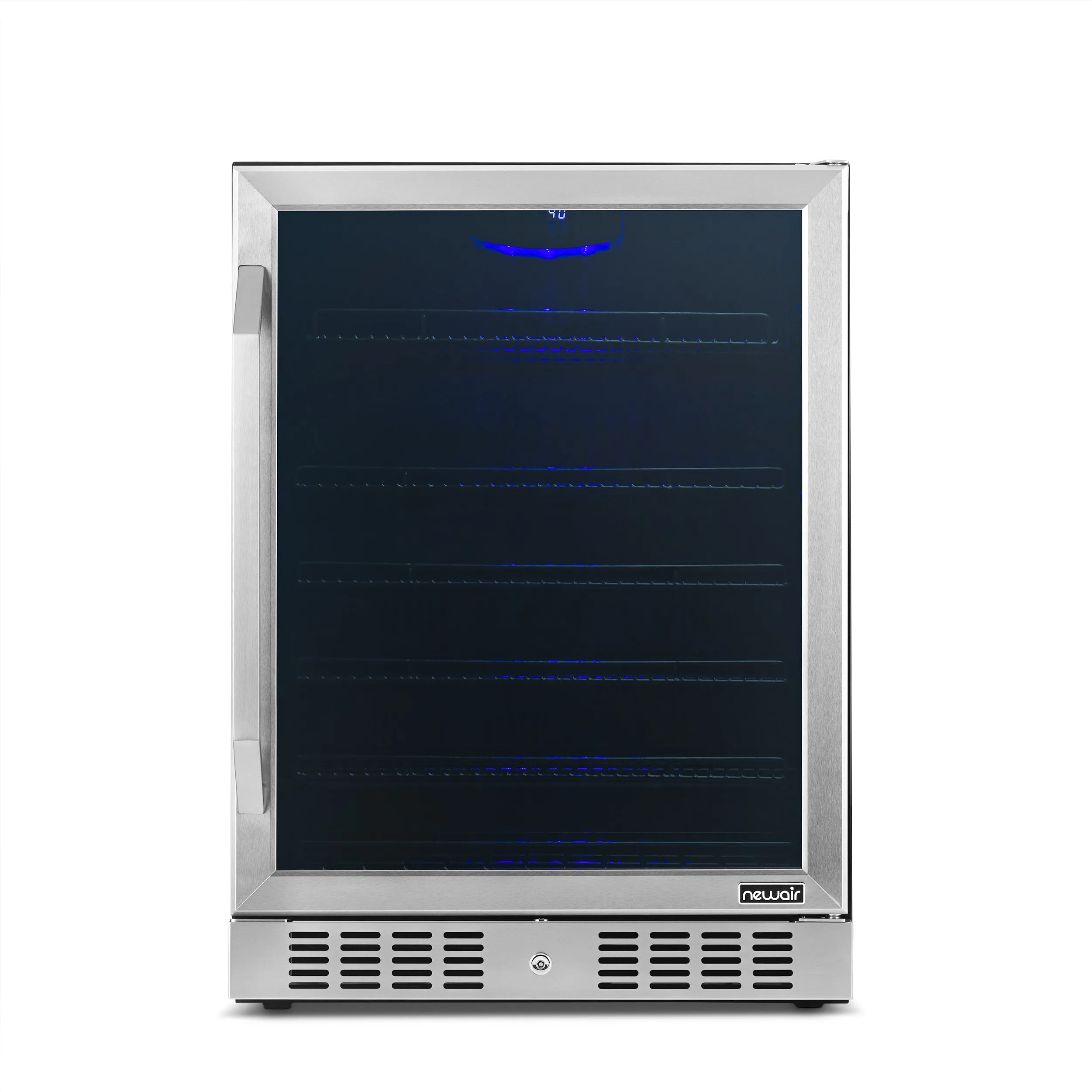 Newair 24” Built-in 177 Can Beverage Fridge in Stainless Steel