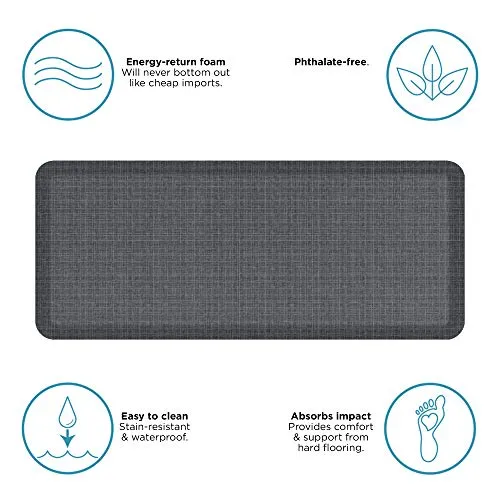 NewLife by GelPro Anti-Fatigue Designer Comfort Kitchen Floor Mat, 20x48", Tweed Nickel Grey Stain Resistant Surface with 3/4” Thick Ergo-foam Core for Health and Wellness