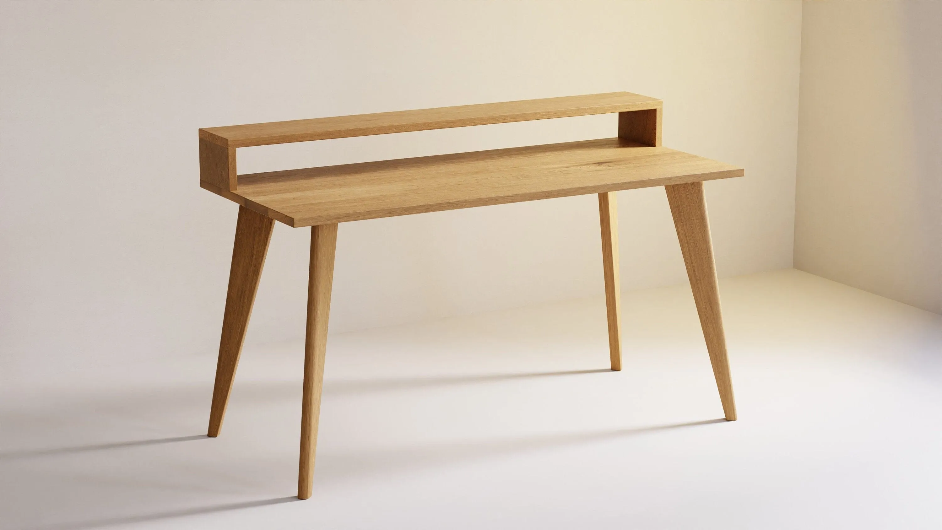 Oak Desk with Monitor Stand, Solid wood, Customisable, WILD OAK collection