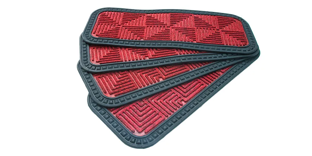 OnlyMat Stylish Red Anti-Slip 25cmx60cm Step Stair Mats with Anti-Slip Backing