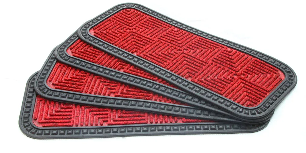 OnlyMat Stylish Red Anti-Slip 25cmx60cm Step Stair Mats with Anti-Slip Backing