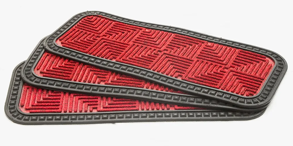OnlyMat Stylish Red Anti-Slip 25cmx60cm Step Stair Mats with Anti-Slip Backing