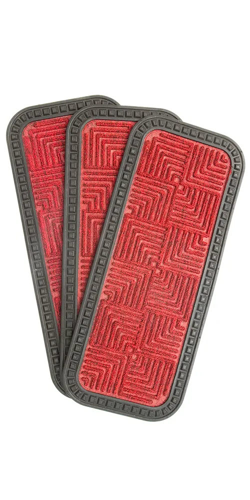 OnlyMat Stylish Red Anti-Slip 25cmx60cm Step Stair Mats with Anti-Slip Backing