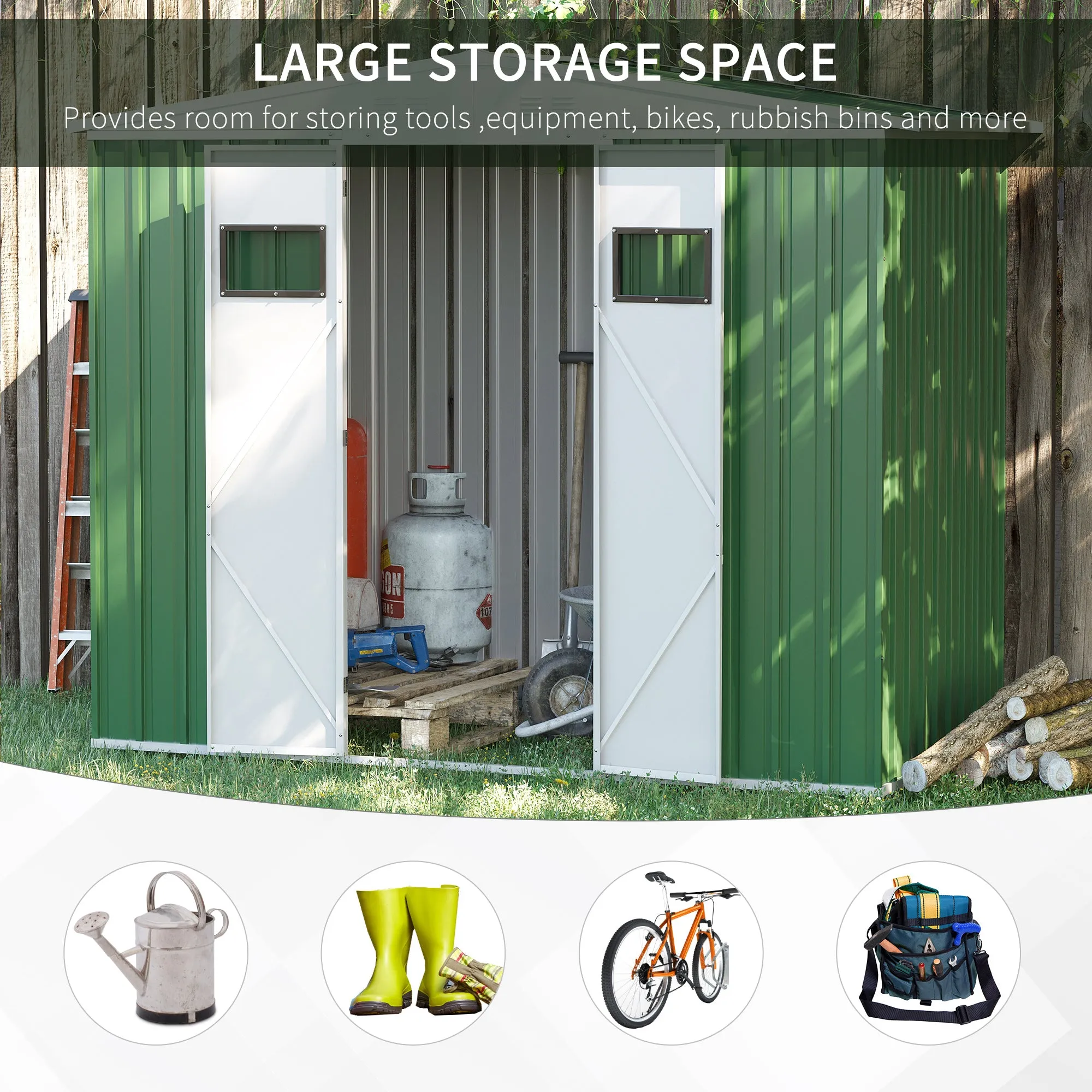 Outsunny Outdoor Garden Storage Shed Metal Tool Storage Box for Backyard Green