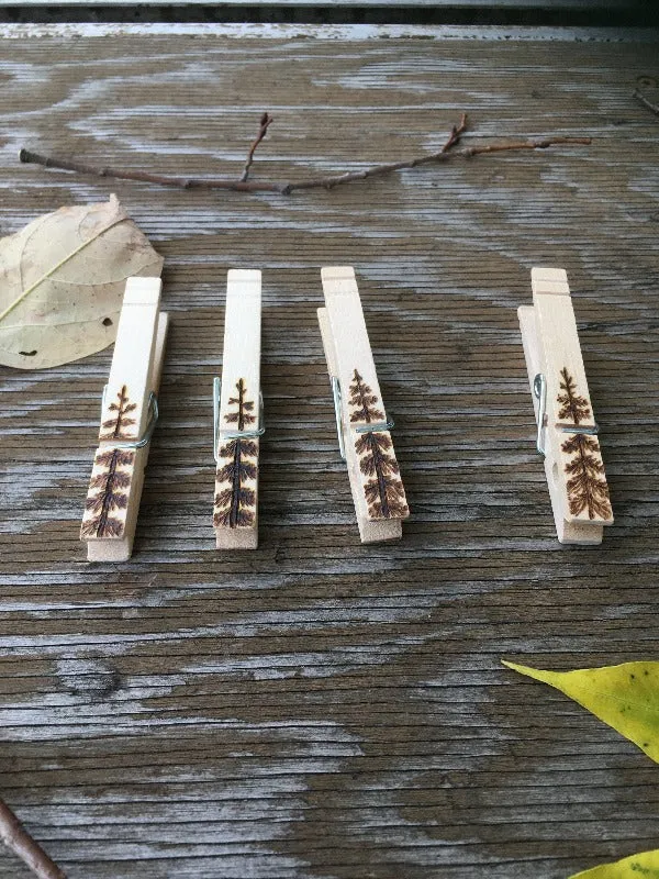 Pine Tree Clothespin Magnets or Chip Clips