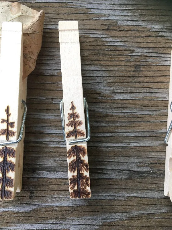 Pine Tree Clothespin Magnets or Chip Clips