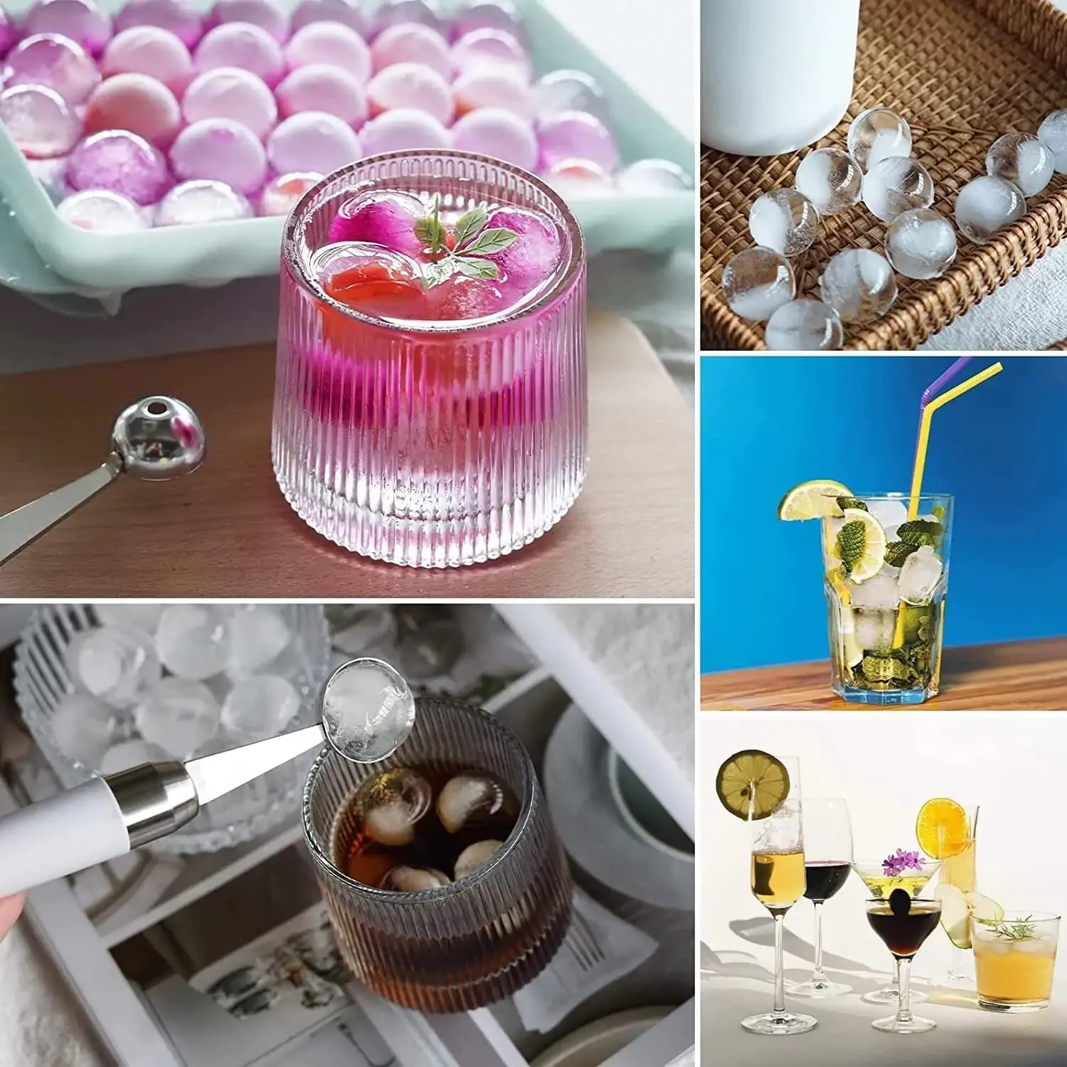 Plastic Ice Cube Tray - Round 33-Cavity Mini Circle Making Sphere Ball 1pc