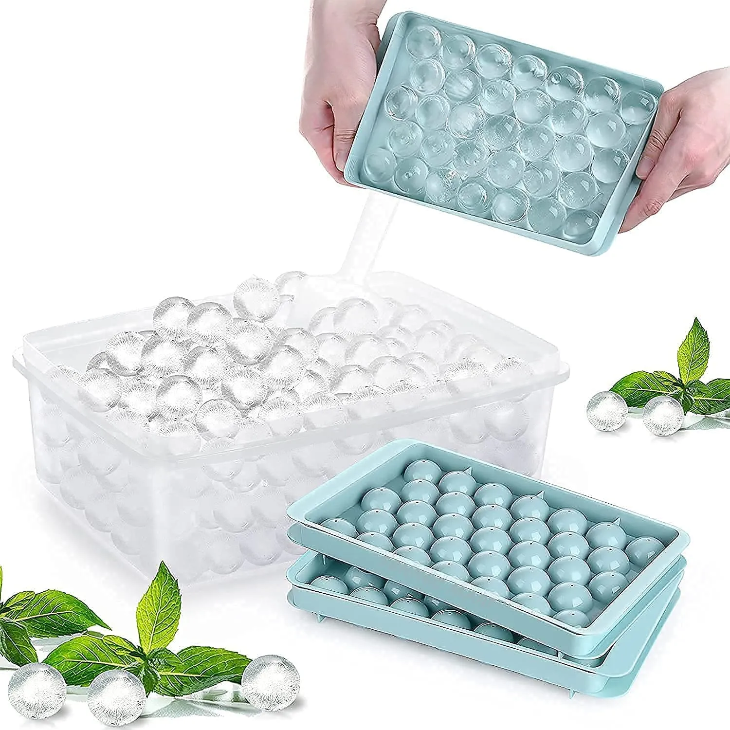 Plastic Ice Cube Tray - Round 33-Cavity Mini Circle Making Sphere Ball 1pc