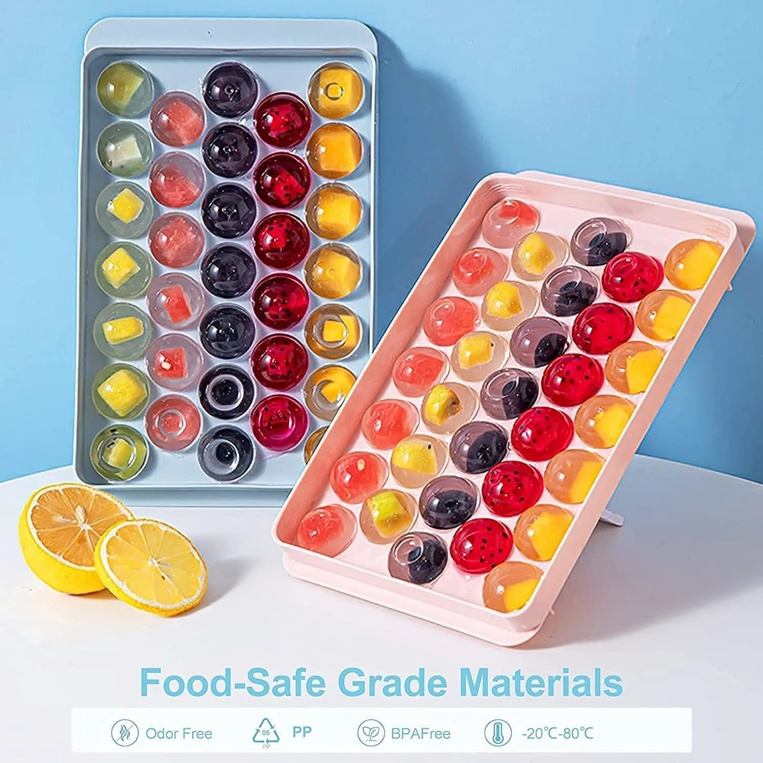 Plastic Ice Cube Tray - Round 33-Cavity Mini Circle Making Sphere Ball 1pc
