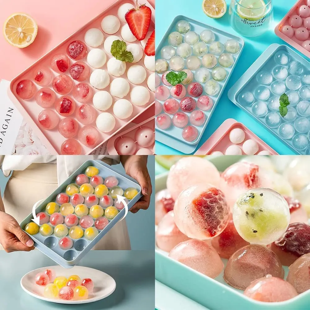 Plastic Ice Cube Tray - Round 33-Cavity Mini Circle Making Sphere Ball 1pc