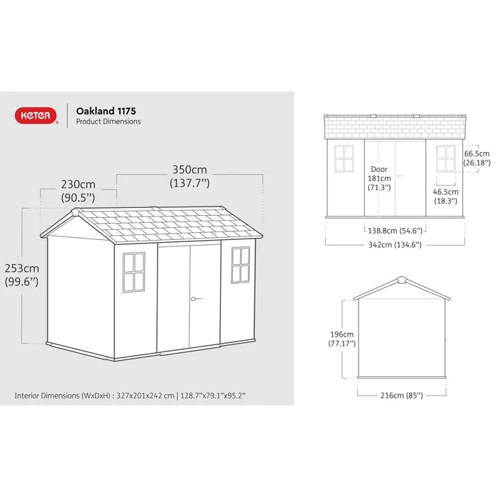 PRE ORDER: JAN. - Keter Oakland Garden Shed 1175